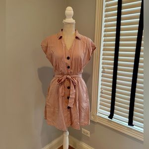 Zara sandy pink button down dress with pockets